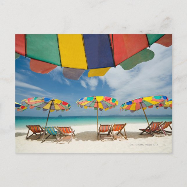 Carte Postale Plage de sable tropicale et mer turquoise. 2 (Devant)