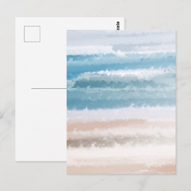 Carte Postale Plage de sable Vagues océaniques Aquarelle abstrai (Devant / Derrière)