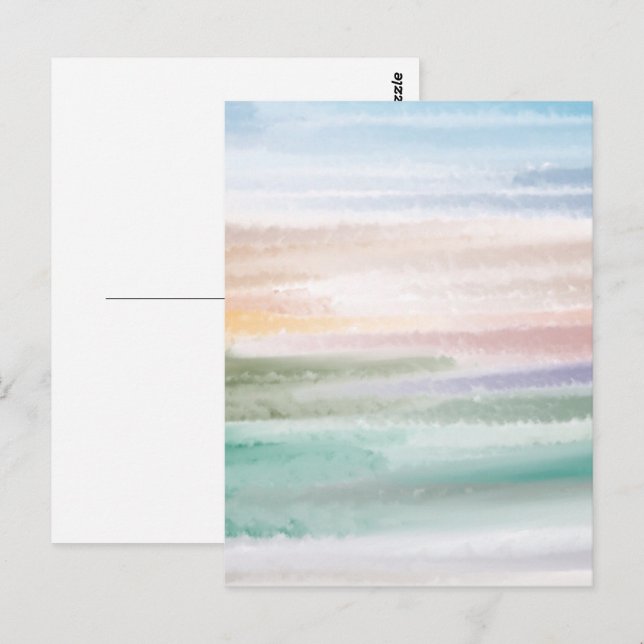 Carte Postale Plage de sable Vagues océaniques Coucher de soleil (Devant / Derrière)