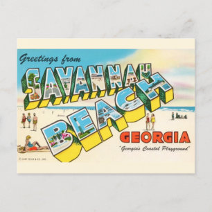 Carte Postale Plage de Savannah Géorgie Bienvenue 