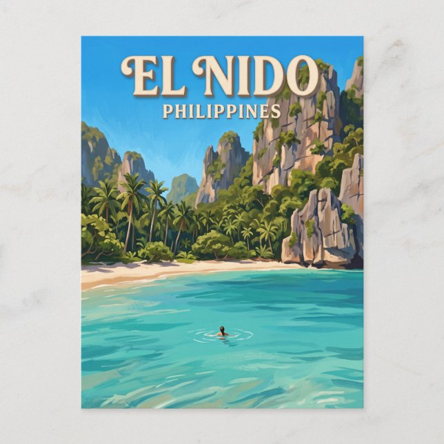 Carte Postale Plage de Seven Commandos, El Nido Philippines (Devant)