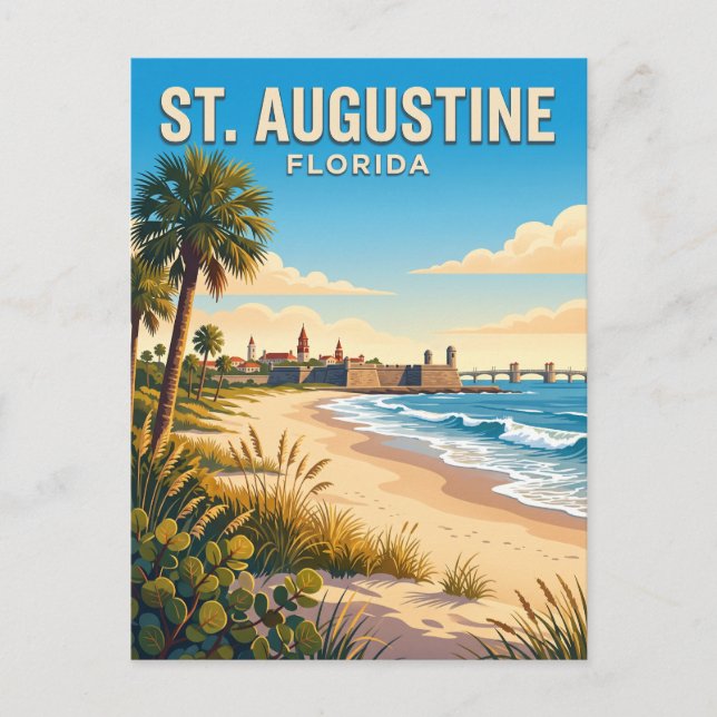 Carte Postale Plage de St. Augustine Floride (Devant)