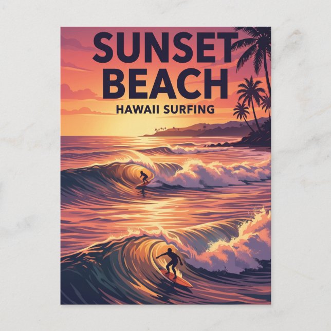 Carte Postale Plage de Sunset, Oahu Hawaï (Devant)