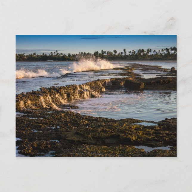 Carte Postale Plage De Tabuba : Briser Des Vagues Sur Les Récifs (Devant)