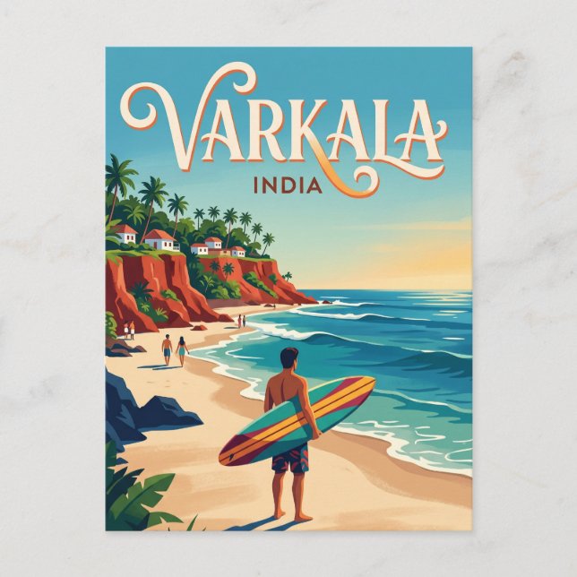 Carte Postale Plage de Varkala Inde (Devant)
