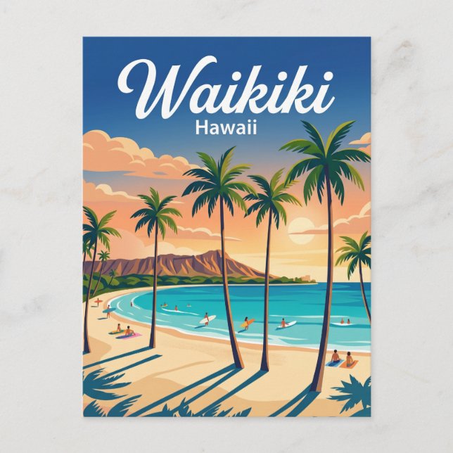 Carte Postale Plage de Waikiki États-Unis (Devant)