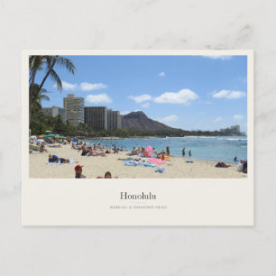 Carte Postale Plage de Waikiki sous Diamond Head