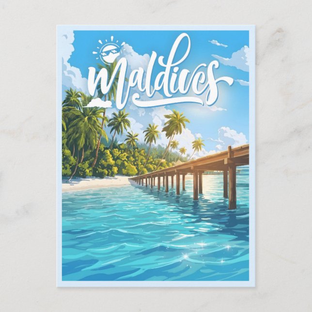 Carte Postale Plage des Maldives (Devant)