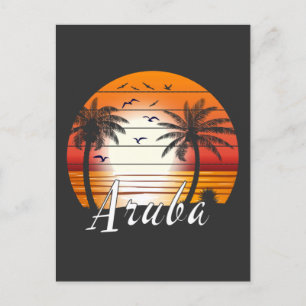 Carte Postale Plage d'été vintage Aruba Palm Trees