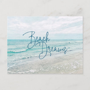 Carte Postale Plage Dreams Citation Inspiration Rétro Ocean Wave