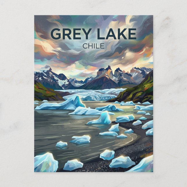 Carte Postale Plage du lac Grey Chili (Devant)