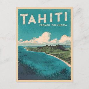 Carte Postale Plage du Vintage voyage rétro Tahiti Polynésie fra
