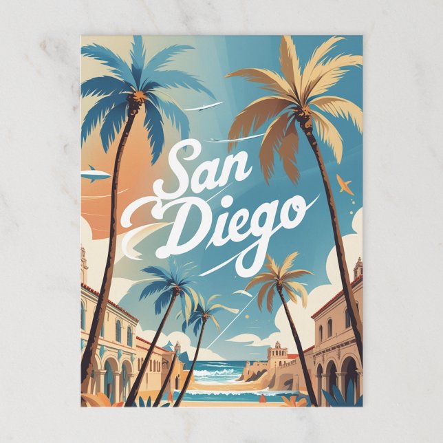 Carte Postale Plage et ville de San Diego (Créateur téléchargé)