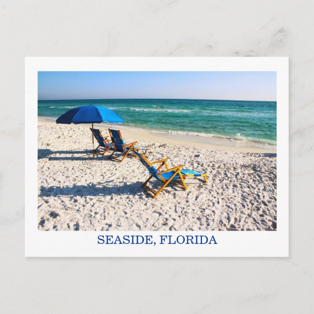Carte Postale Plage Floride Blue Transats (Devant)