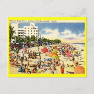 Carte Postale Plage, Fort Lauderdale, Floride Vintage