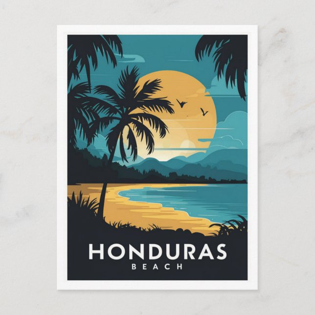 Carte Postale Plage Honduras Voyage Rétro (Devant)