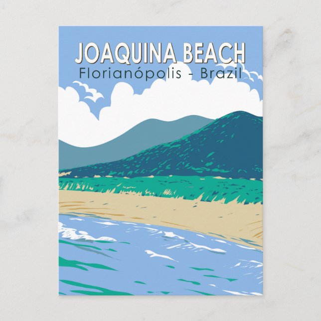 Carte Postale Plage Joaquina Art de voyage Vintage Brésil (Devant)