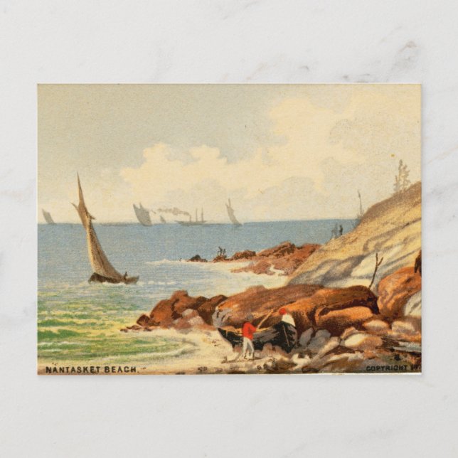 Carte Postale Plage Nantasket vintage, Massachusetts (Devant)