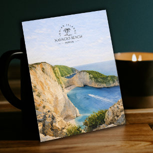 Carte Postale Plage Navagio, Îles Ioniennes Grèce Aquarelle