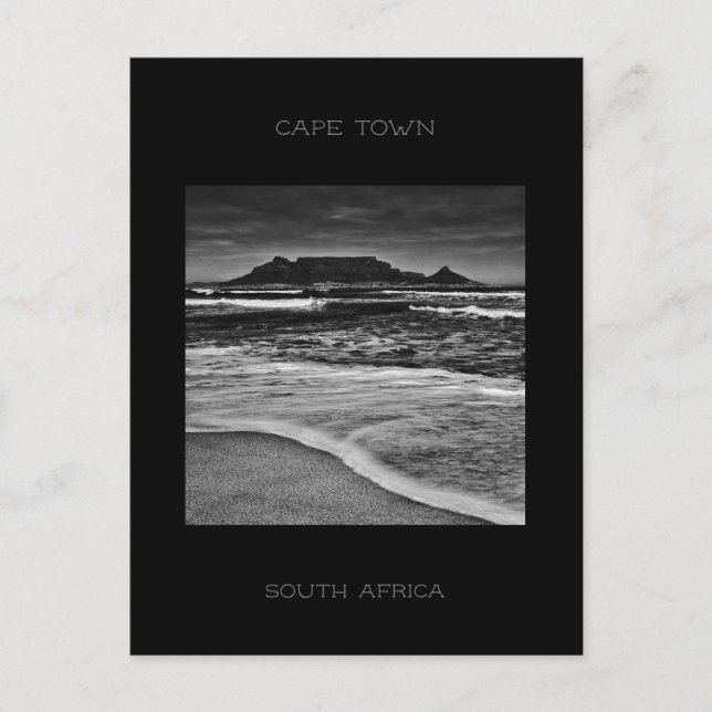 Carte Postale Plage Ocean Monochrome de la Table du Cap (Devant)