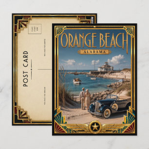 Carte Postale Plage Orange Alabama Art Déco Vintage Âge d'Or