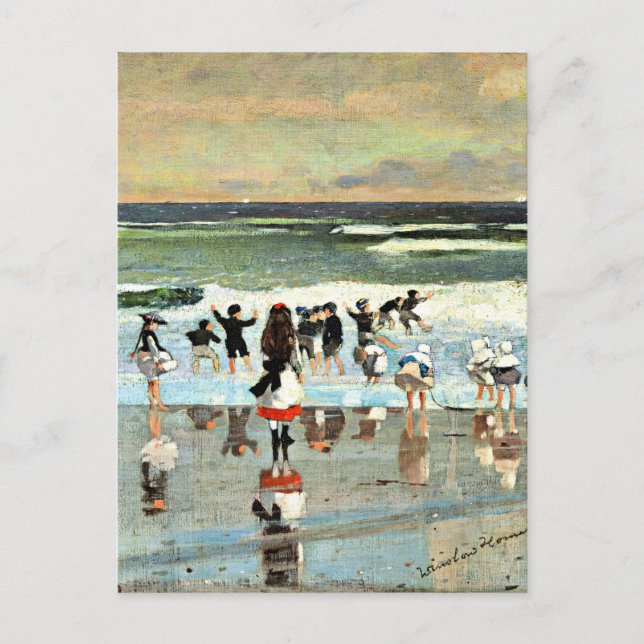 Carte Postale Plage, peinture vintage d'art, (Devant)