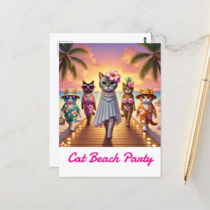 Carte Postale Plage pour Amoureux de les chats Hawaii thème