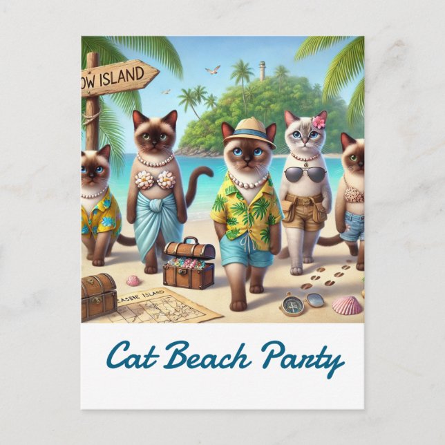 Carte Postale Plage pour Amoureux de les chats Hawaii thème (Devant)