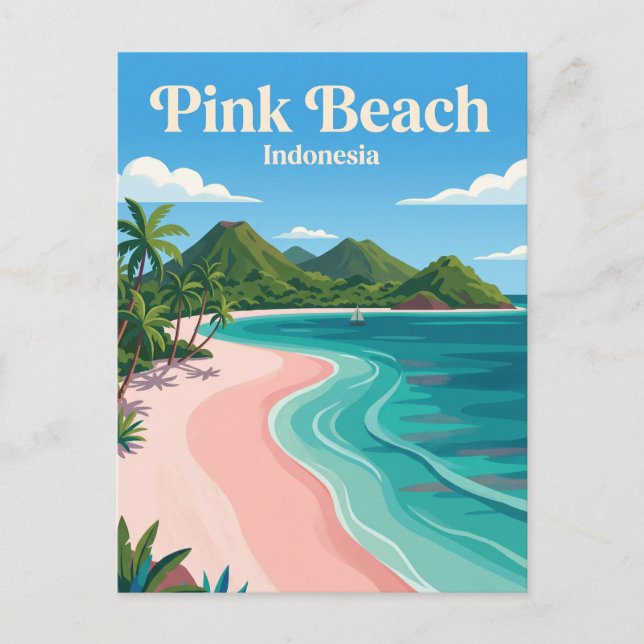 Carte Postale Plage rose Indonésie (Devant)