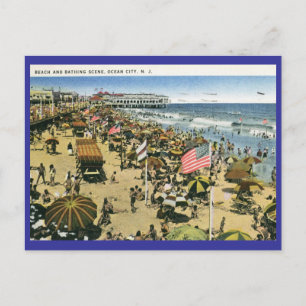 Carte Postale Plage Scène, Ocean City NJ Vintage