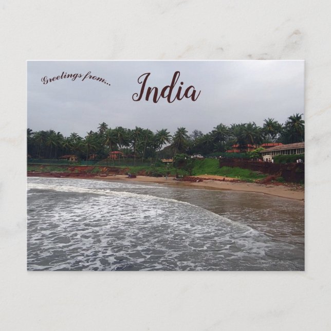 Carte Postale Plage Stormy à Goa en Inde (Devant)