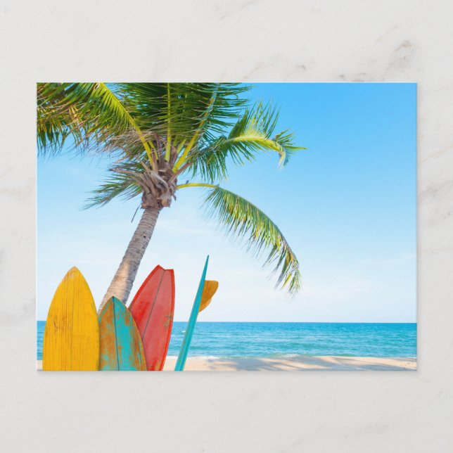 Carte Postale Plage Tropical Surfboard (Devant)