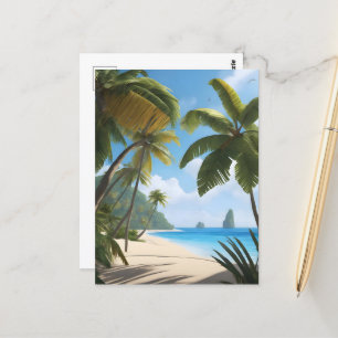 Carte Postale Plage tropicale avec palmiers