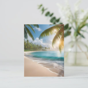 Carte Postale Plage tropicale avec palmiers
