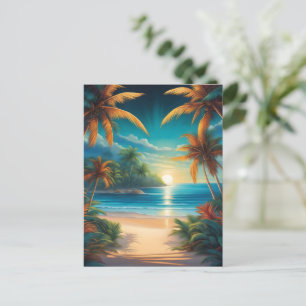 Carte Postale Plage tropicale avec palmiers