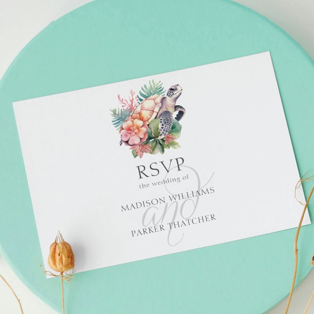 Carte Postale Plage tropicale Mariage RSVP choix de repas (Créateur téléchargé)