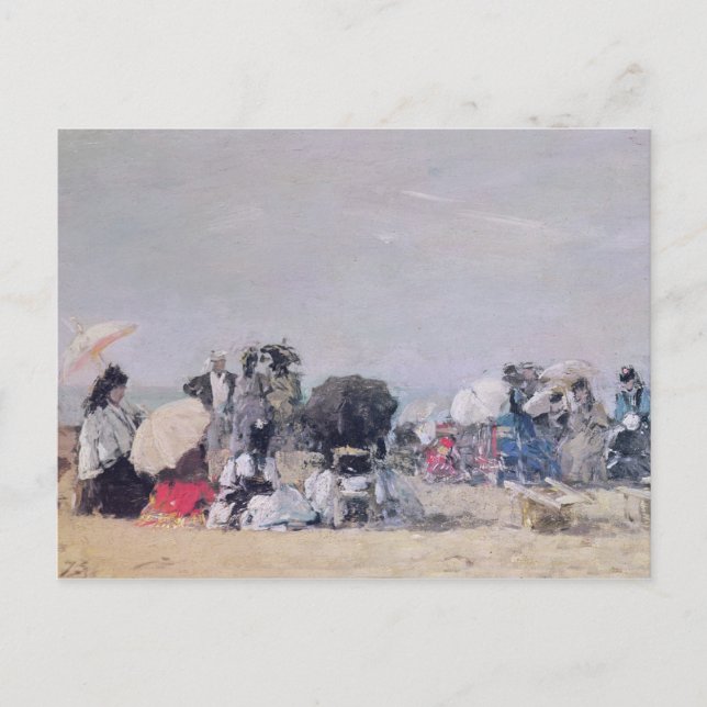 Carte Postale Plage, Trouville, 1873 (Devant)