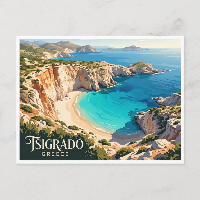 Carte Postale Plage Tsigrado Milos Grèce (Devant)