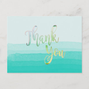 Carte Postale Plage turquoise Merci Watercolor