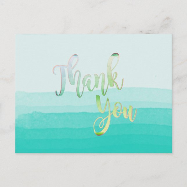 Carte Postale Plage turquoise Merci Watercolor (Devant)