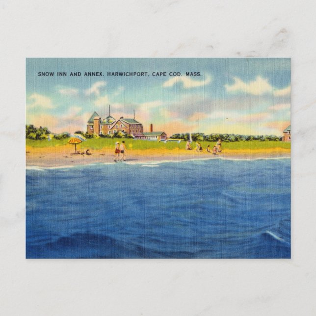 Carte Postale Plage vintage, Cape Cod, Massachusetts (Devant)