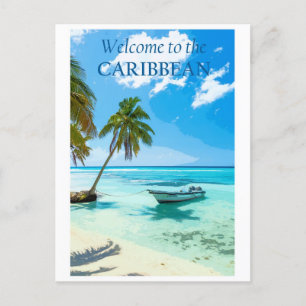 Carte Postale Plage vintage de l'océan Carribean Voyage