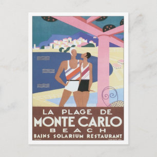 Carte Postale Plage vintage de Monte Carlo