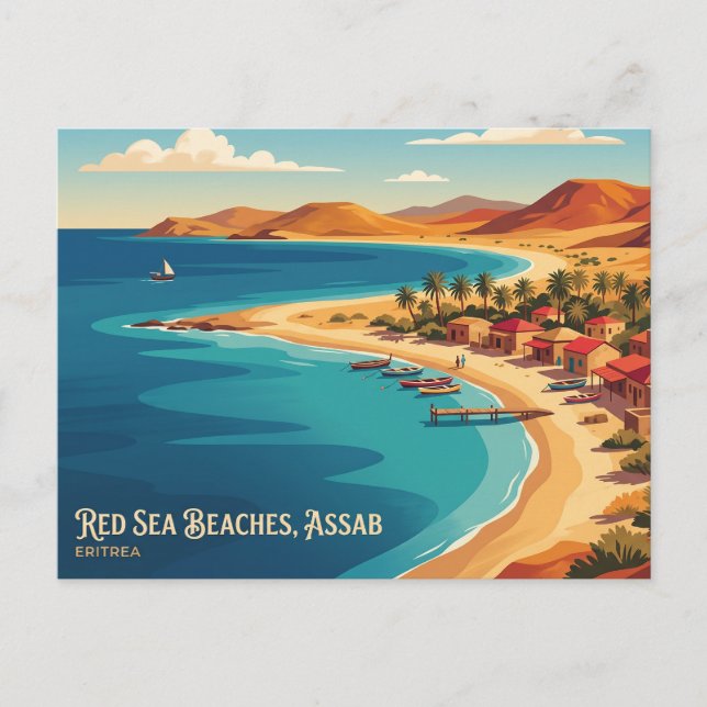 Carte Postale Plages de la mer Rouge, Assab, Érythrée Érythrée (Devant)