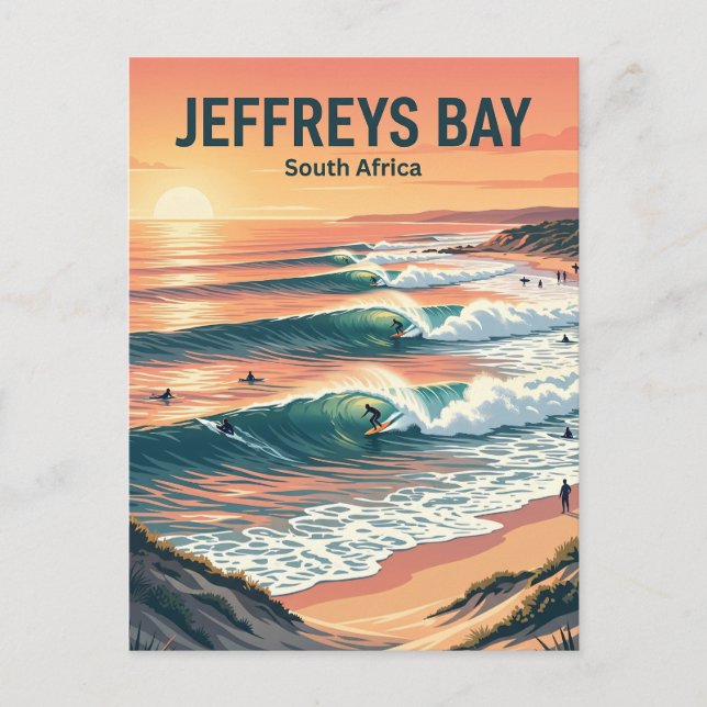 Carte Postale Plages de surf de Jeffreys Bay Afrique du Sud (Devant)