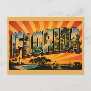 Carte Postale Plages du phare de Floride Everglades Art vintage