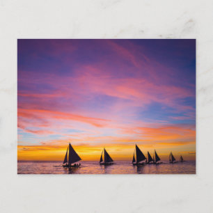 Carte Postale Plages tropicales   Sunset Sailboats, Phillipines