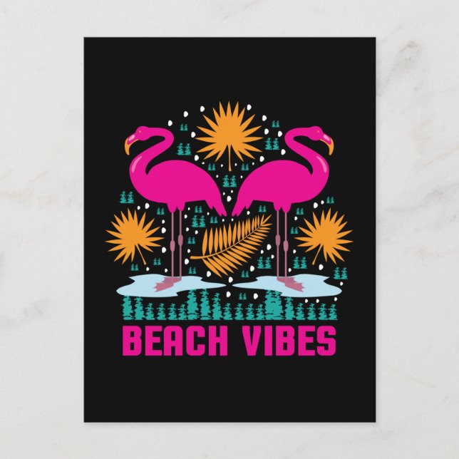 Carte Postale Plages Vibes Flamants Roses-19501 (Devant)