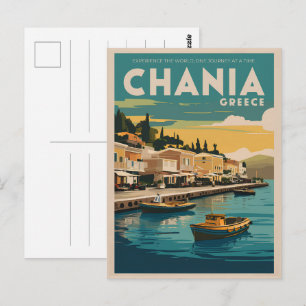 Carte Postale plages vintage de Chania Grèce cadeaux souvenirs