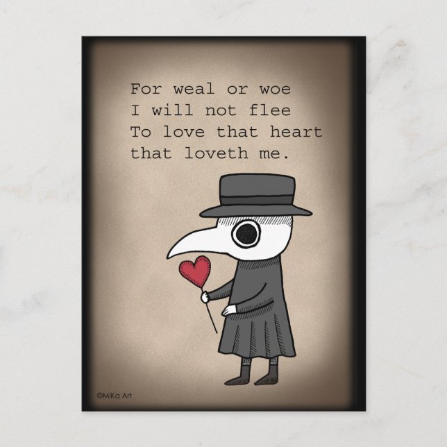 Carte Postale Plague Doctor Médiéval Amour Poème Déplaisant mign (Devant)